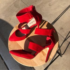 red strap heels